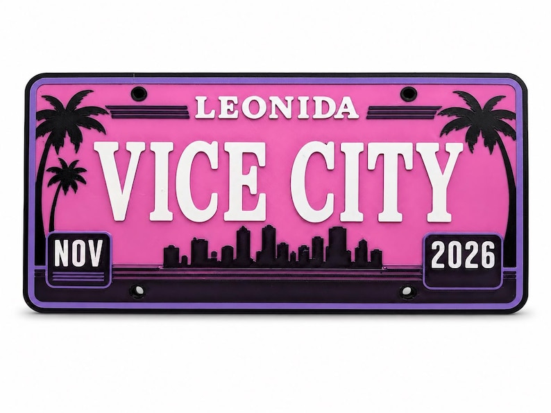 Room Number Lettering GTA VI GTA6 Vice City Leonida License Plate, Wall Display Car Plate ...