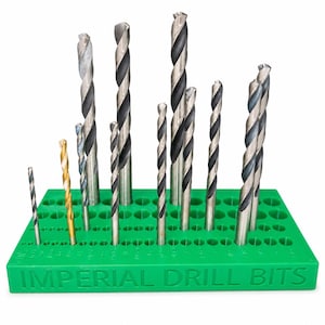 Organizador de brocas imperiales - Capacidad para 76 piezas, de 1/16 a 7/16, almacenamiento de plástico duradero, organizador de herramientas de taller, organizador CNC