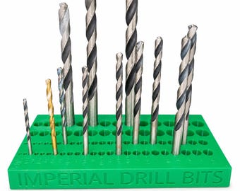 Organizador de Brocas em Formato Imperial - Capacidade para 76 Brocas, de 1/16" a 7/16", Armazenamento em Plástico Resistente, Organizador de Ferramentas para Oficina, Organizador para CNC