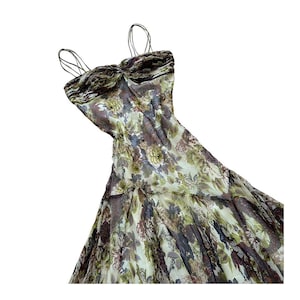 Grunge Silk Beaded Sequin Dress Evening Prom Dress Wedding Formal Party Summer Floral Size UK 10