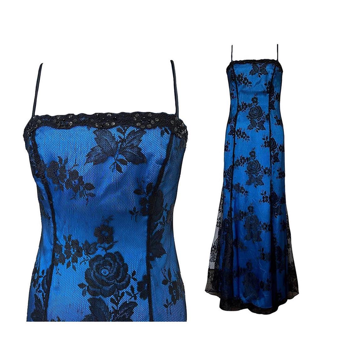 princess polly baby blue dress Royal Blue Dress With Black Lace Overlay,Black Lace Overlay Bridesmaid  Dresses