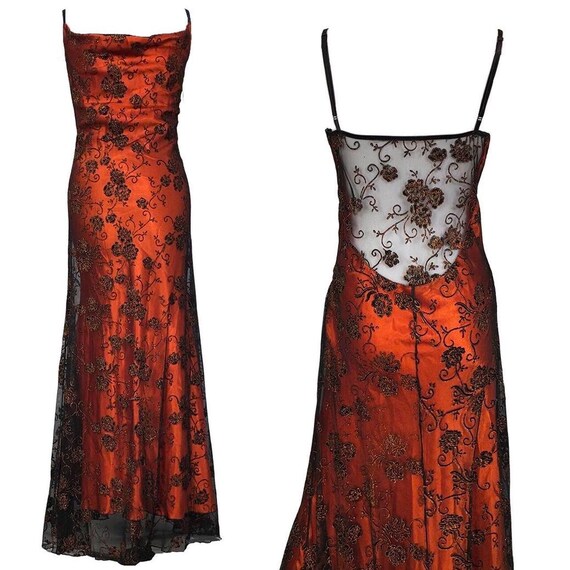 Y2K Orange Vampy Gothic Mesh Evening Dress Prom Dress Formal - Etsy