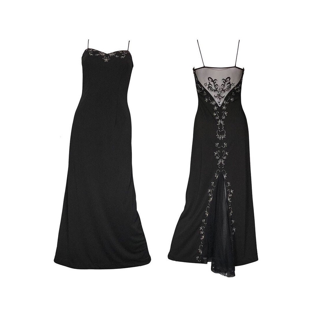 Black Beaded Dress Mesh Dress Prom Dress Evening Dress Wedding Etsy