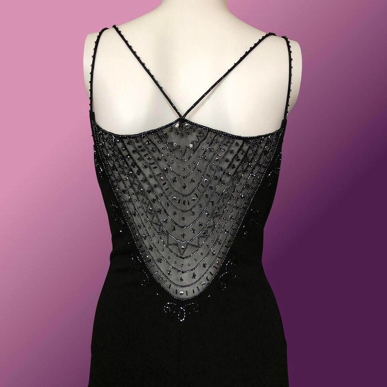 Black Beaded Dress Mesh Dress Prom Dress Evening Dress Wedding Etsy