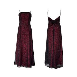 red dress with black overlay & Floral Lace W/ Velvet Waistband - Size: 2T adding a touch of glamour Red Dress with black overlay