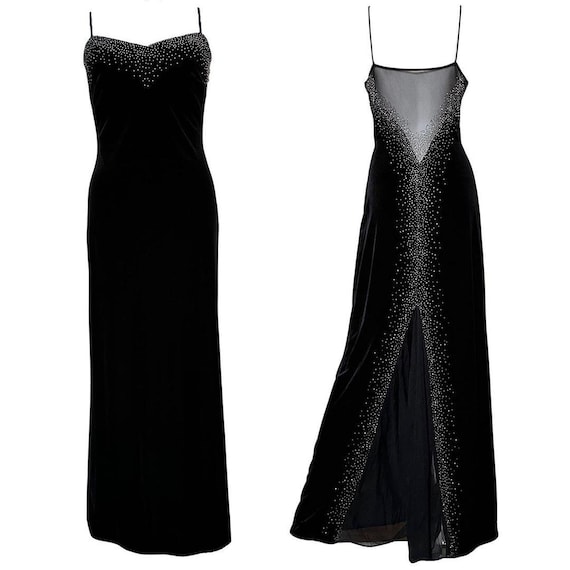 Velvet Black Beaded Dress Velvet Mesh Dress Prom Dress Evening Dress  Wedding Formal Gothic Homecoming Size 14 - Etsy Israel