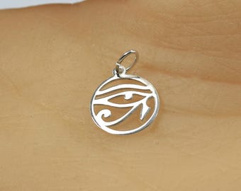 Colgante del Ojo de Horus en Plata / Plata de Ley 925 / Suministros para Joyería y Manualidades (Reino Unido) / Collar con Colgante de la Maldición Griega. Símbolo egipcio.