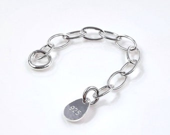 Cadena de extensión de plata de ley 925, extensor con sello de contraste para collares y pulseras, suministros para la fabricación de joyas en el Reino Unido