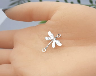 Zilveren Dragonfly Connector Charm / 925 Sterling Zilver / Sieraden Craft Supplies UK / Animal Charm Ketting / Insect / Bedelarmband