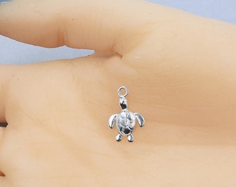 Silver Turtle Charm / 925 Sterling Silver / Jewellery Craft Supplies UK / Animal Charm / Sea Ocean Necklace