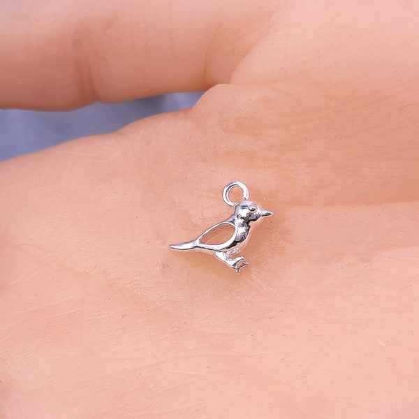 Silver Sparrow Bird Charm / 925 Sterling Silver / Jewellery Craft Supplies UK / Bird Animal Nature Lover Necklace