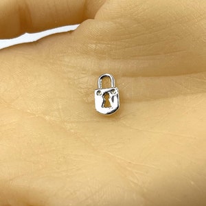 Silver Padlock Charm / 925 Sterling Silver Pendant / Necklace Jewellery Craft Supplies UK / Key and Lock, New House Minimalist