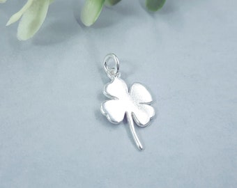 Silver Good Luck Four Leaf Clover / 925 Sterling Silver / Jewellery Craft Supplies UK / New Job, Irish Charm Pendant Necklace