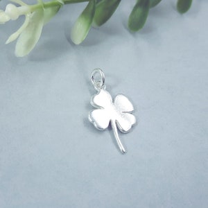 Silver Good Luck Four Leaf Clover / 925 Sterling Silver / Jewellery Craft Supplies UK / New Job, Irish Charm Pendant Necklace