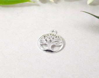 Ciondolo con albero della vita in argento / Argento Sterling 925 / Albero genealogico / Forniture artigianali per gioielli nel Regno Unito / Ciondolo con piante, natura, giardino e foresta