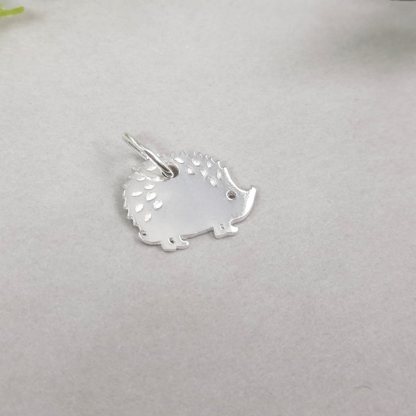 Silver Hedgehog Charm / 925 Sterling Silver / Jewellery Necklace Craft Supplies UK / British wildlife Pendant / Childs Girls Charm Bracelet