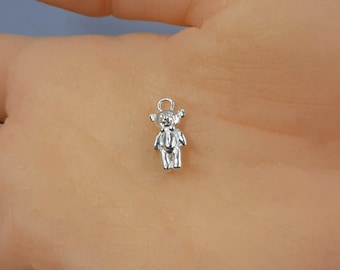 Ciondolo orsetto in argento / Argento Sterling 925 / Forniture artigianali per gioielli nel Regno Unito / Ciondolo giocattolo per bambini / Collana con ciondolo per bambine