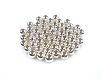 925 Sterling Silver 4mm beads PACK OF 10 / Plain round shape / 1.5mm Hole / UK Jewellery Beading Supplies & Findings / Bead Bracelet Crafts