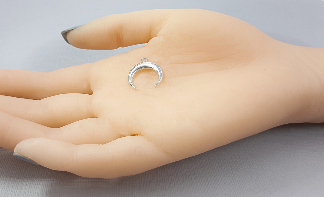 Silver Crescent Moon Charm / 925 Sterling Silver / Jewellery Craft ...