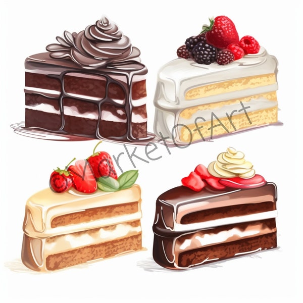 10 Slice Of Cake Clipart Images | Cake Clipart | High Quality PNGs | Printable | Card Making | Digital Art Making