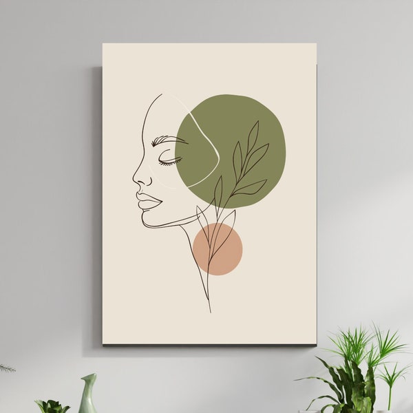 Minimalist Modern Lines Art, Neutral Beige Print, Digital Download, Abstract Women Line Drawing Print, Minimal Boho Poster Home Wall Decor