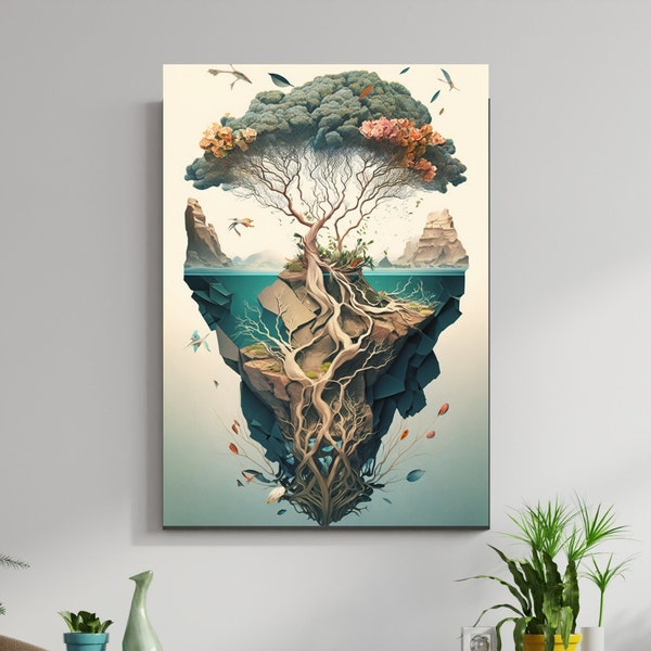 Tree of Life Abstract Wall Decor, Aesthetic Modern Tree Art Dreamy Peaceful Zen Nature  Decor Tree of Life Printable Wall Art Printable Art