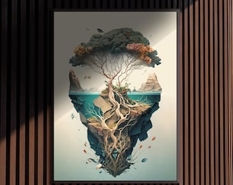 Levensboom abstract muur decor, esthetische moderne boom kunst dromerige vredige zen natuur decor levensboom afdrukbare muur kunst afdrukbare kunst