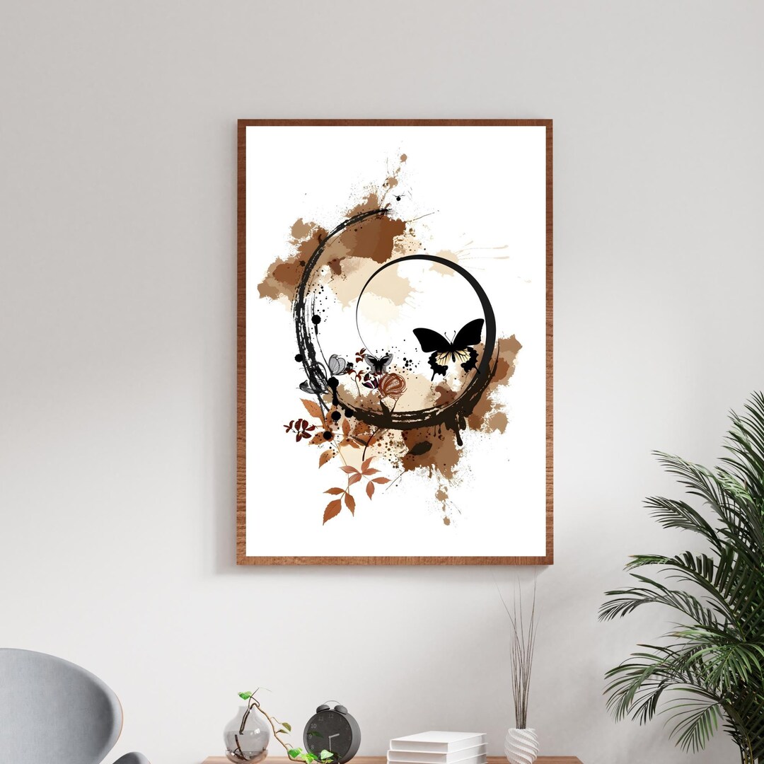 Enso Circle Butterfly Effect Wall Art Print - Minimalist Zen Home Decor ...