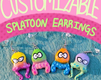 Customizable Splatoon Squid/Octo Dangle Earrings