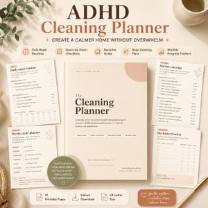 ADHD Cleaning Planner, Room by Room Checklist, Declutter Guide (Printable PDF)
