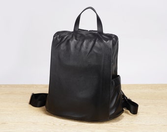 Leather Backpack for Women, Laptop Rucksack, Handmade Backpack for Travel, Black Backpack Purse, Work Bag for Women, Genuine leather Bag