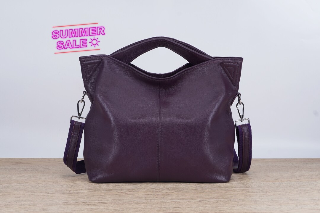 Purple Leather Shoulder Bag, Purple Hobo Bag, Crossbody Hobo Bag