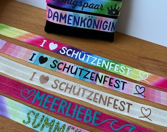 Armband Schützenfest Stoffarmband personalisierbar z.B. Verein, Königin, König, Garde, Festival, Sprüche, Namen oder Wunschtext