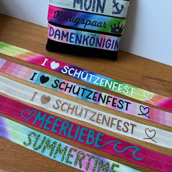 Armband Schützenfest Stoffarmband personalisierbar z.B. Verein, Königin, König, Garde, Festival, Sprüche, Namen oder Wunschtext