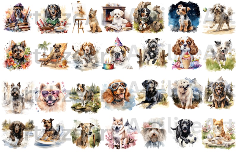 Dog Breeds Clipart Bundle - PNG Format - Instant Download - Commercial ...