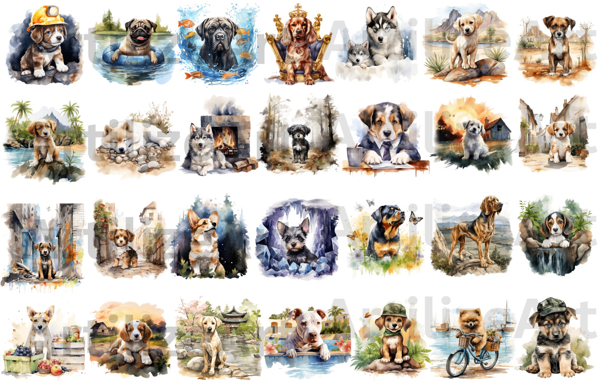 Dog Breeds Clipart Bundle - PNG Format - Instant Download - Commercial ...