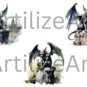 Watercolor Gargoyle Clipart Bundle - Gargoyle Transparent Pngs - Junk ...