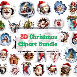 Paquete de imágenes prediseñadas de Navidad 3D - Paquete Png 3D de Navidad - Planificador digital de vacaciones de diario basura - Descarga instantánea - Uso comercial