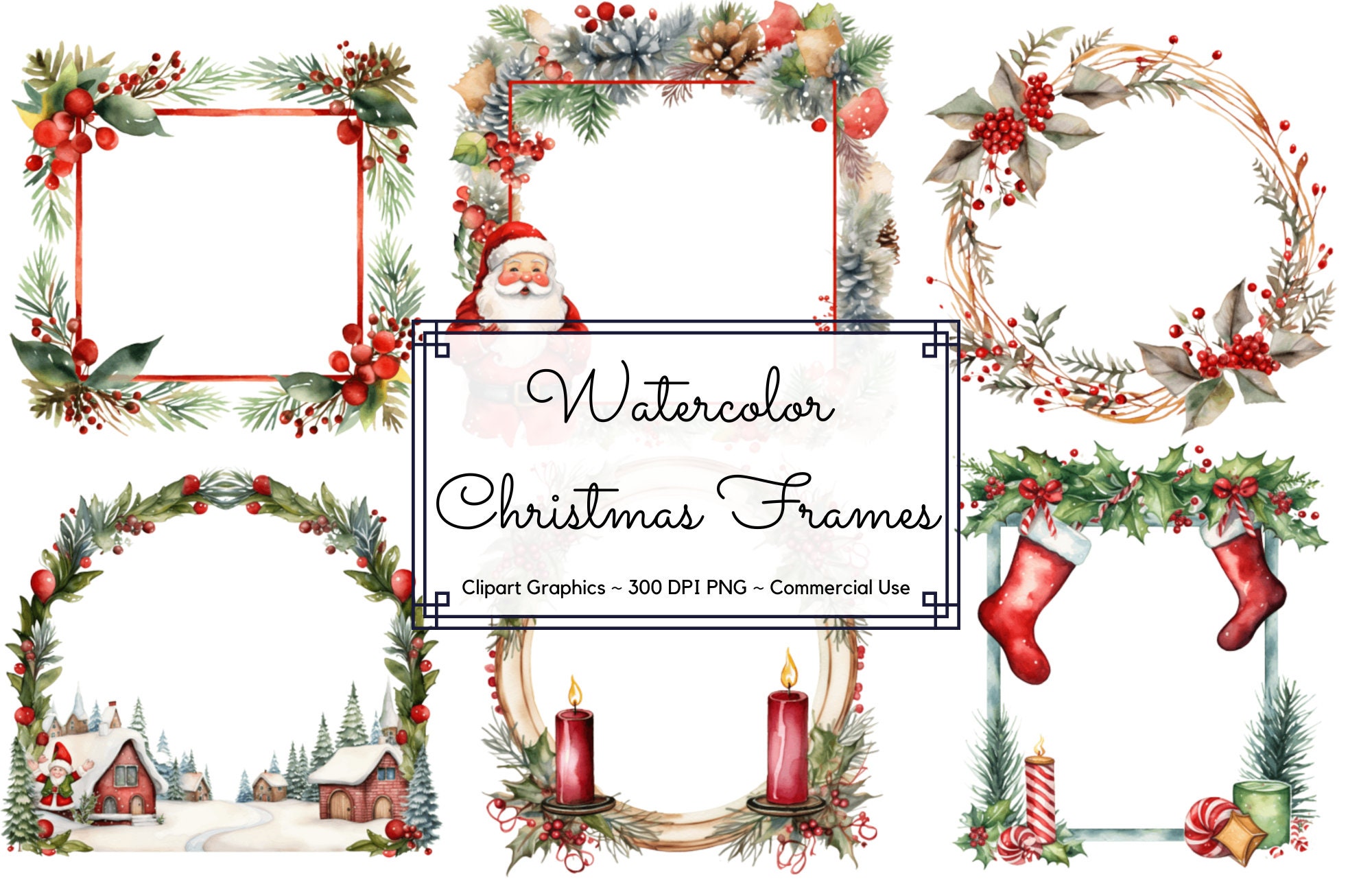 22 Christmas Wreath Clipart (Frames)! - The Graphics Fairy