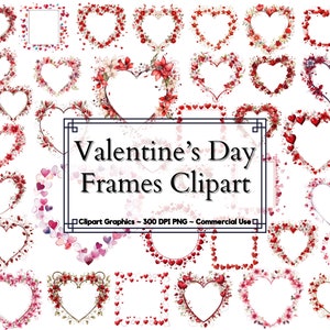Valentinstag Rahmen, Clipart Bundle - Valentinstag Png Transparent - Sofort Download - Kommerzielle Nutzung - Junk Journal Valentinstag Karten