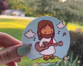 Jesus Playing Guitar Sticker