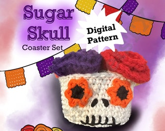 Sugar Skull Coaster Set Crochet Pattern *Digital PDF