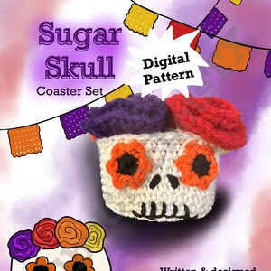 Sugar Skull Coaster Set Crochet Pattern *Digital PDF