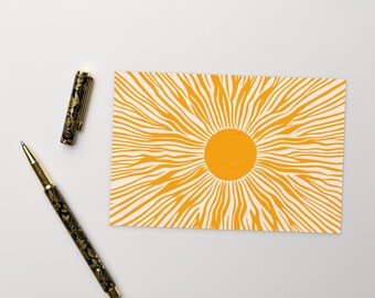 Carte postale soleil, carte postale jaune soleil, carte postale standard soleil élégant Carte postale coquette soleil funky
