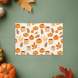 Carte postale citrouille d'AUTOMNE, carte postale d'automne confortable, carte postale standard citrouille latte citrouilles d'automne géniaux