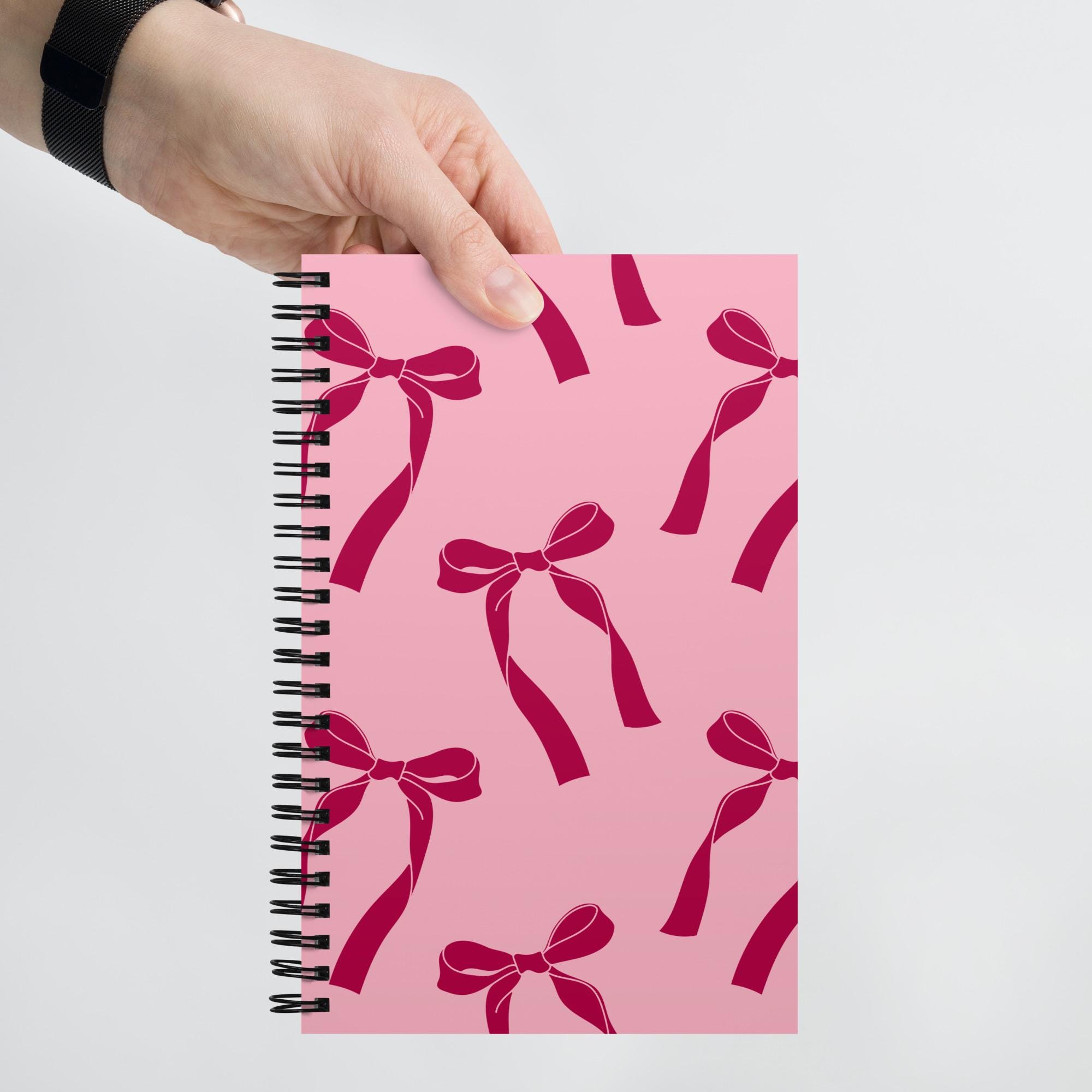 PINK BOW Spiral Notebook Coquette Jornal Red Bow Notes Notebook ...