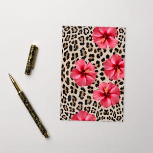 HIBISCUS FLOWER  Postcard, Celebrate Postcard, Birthday Floral Standard Postcard Tropical Birthday Leopard
