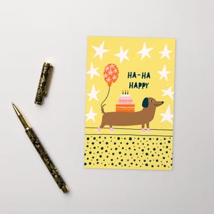 BIRTHDAY Dog Postcard, Celebrate Postcard, Birthday cake Standard Postcard Funky Birthday wish