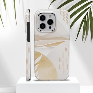 ABSTRACT SHAPES Phone Case Elegant Beige Cover Tough for iPhone16 Pro,14,13 Google Pixel 9,Models Available Samsung Galaxy S25 Light Shapes