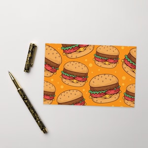 Carte postale CHEESE BURGER, carte postale géniale, carte postale standard de restauration rapide Burger génial au fromage et aux tomates
